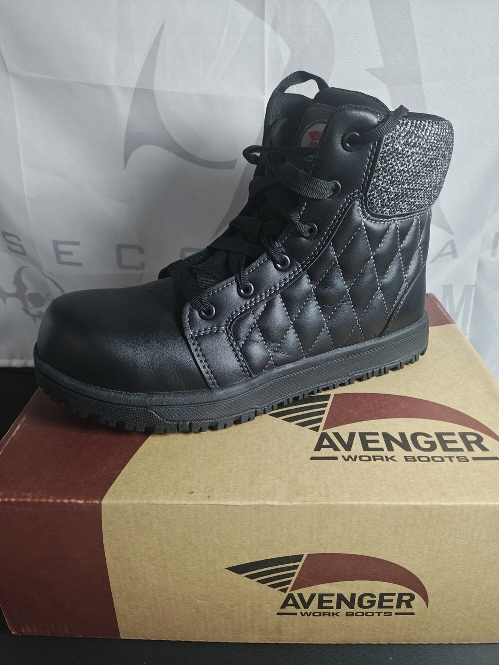 AVENGER Women's 10 / 42.5 A771 Metro 8" Carbon Toe Black Work Boots NIB $120
